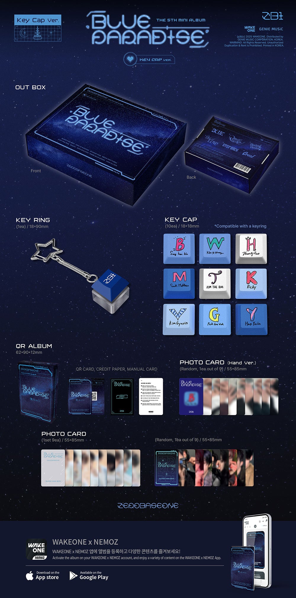 ZEROBASEONE - 5th Mini Album ‘Blue Paradise’ (KEY CAP Ver.)