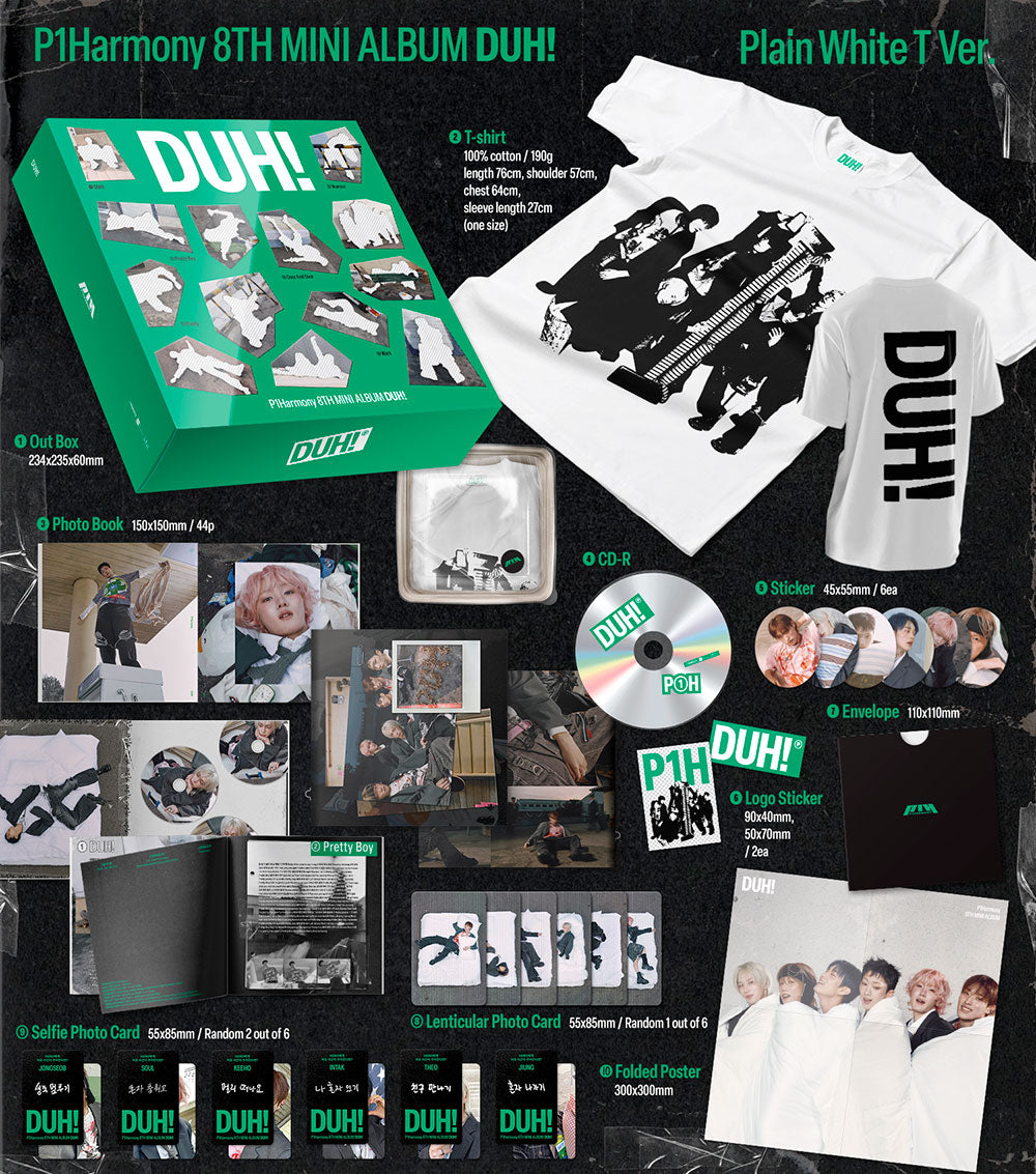 P1Harmony - 8th Mini Album ‘DUH!’ (Plain White T/MD Ver.)