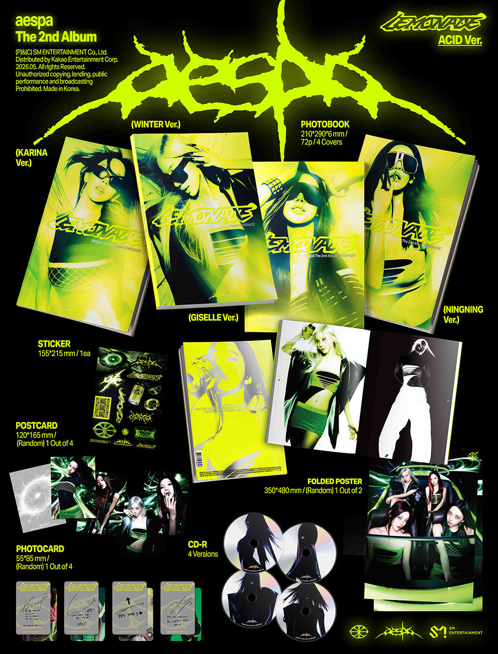 [PRE-ORDER] AESPA - 2nd Regular Album ‘LEMONADE’ (ACID ver.)