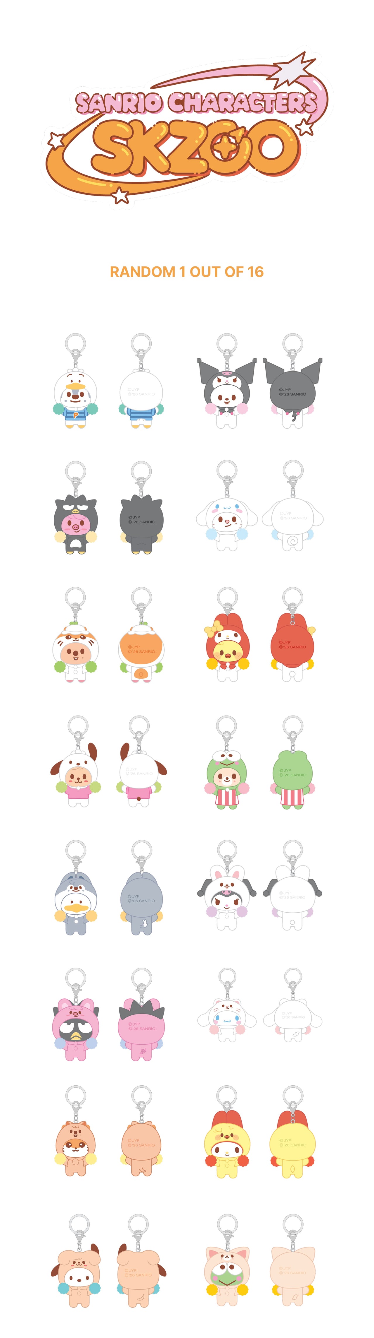 [PRE-ORDER] STRAY KIDS - SKZOO X SANRIO CHARACTERS OFFICIAL MD (SECRET FLOCKED FIGURE KEYRING)