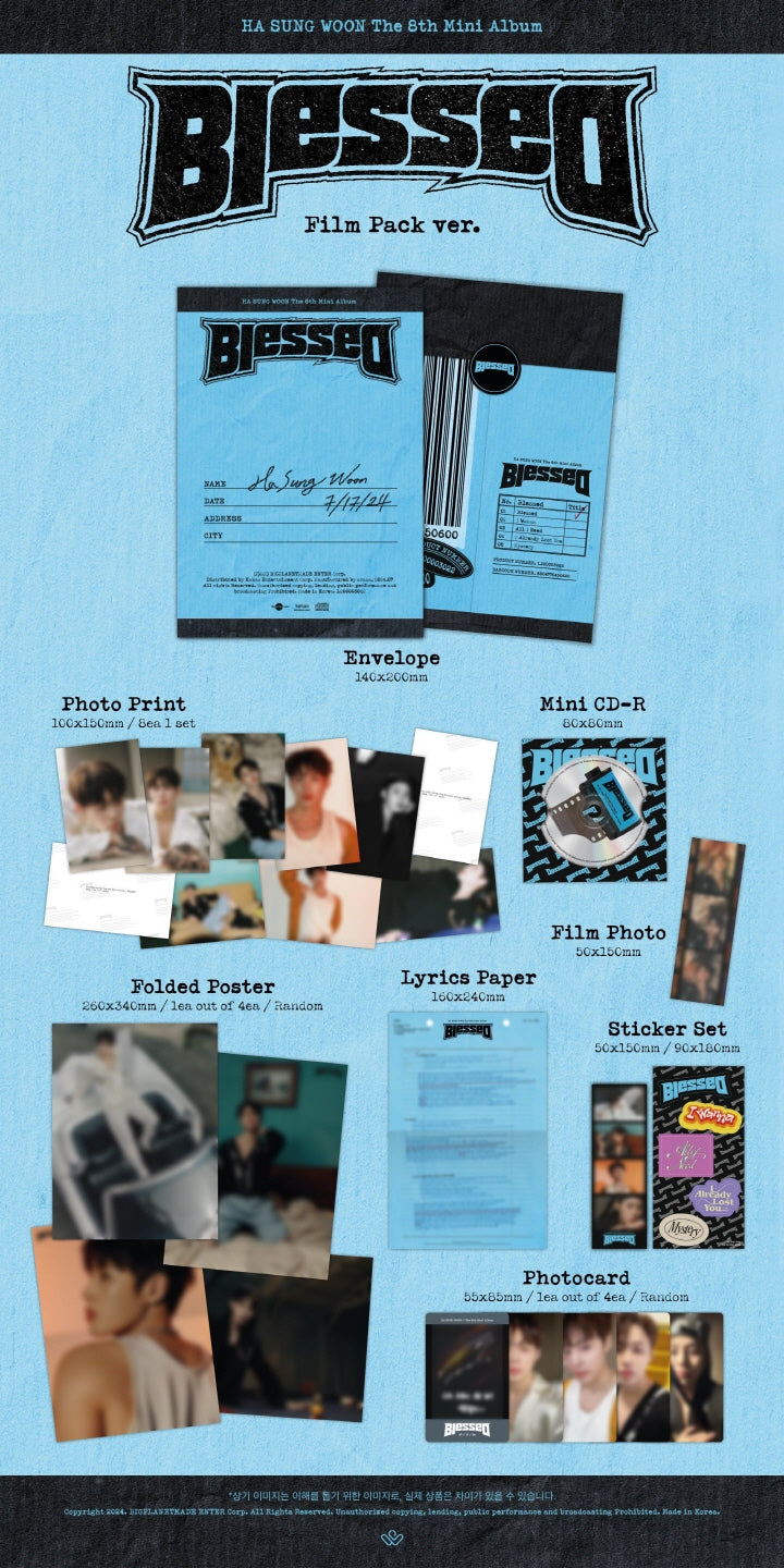 HA SUNG WOON - Blessed 8th Mini Album (Film Pack Version)