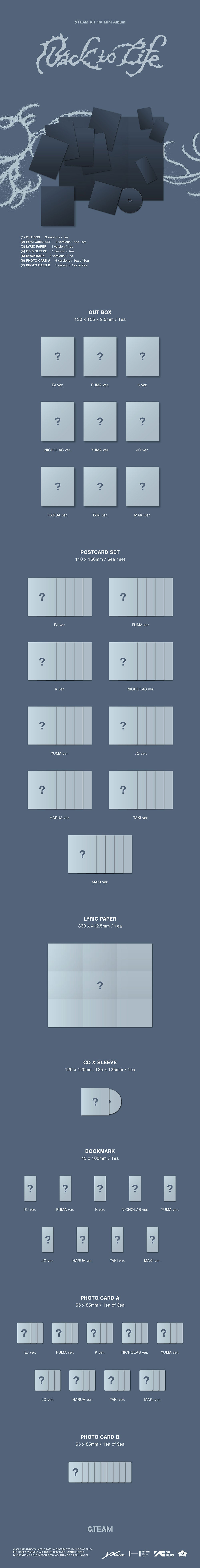 [PRE-ORDER] &TEAM - KR 1st Mini Album ‘Back To Life’ (ROAR Ver)