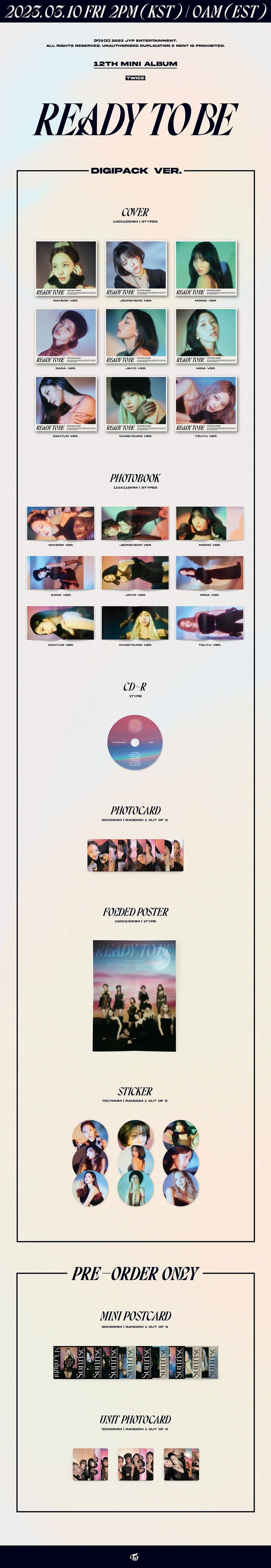 TWICE - 12th Mini Album READY TO BE Digipack