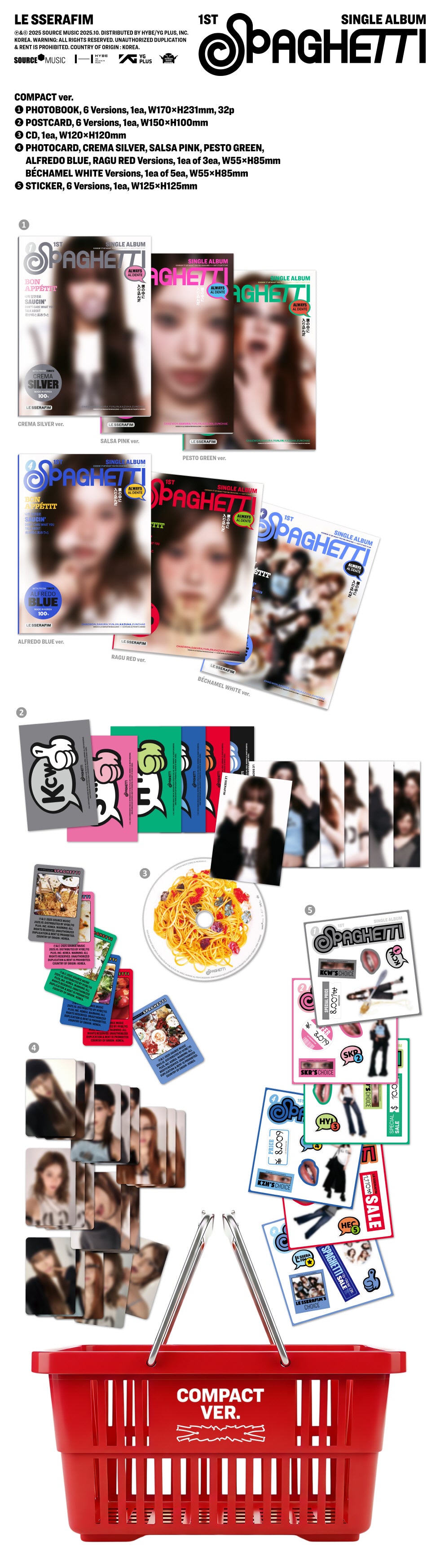 [PRE-ORDER] LE SSERAFIM - 1st Single Album 'SPAGHETTI' (COMPACT ver)