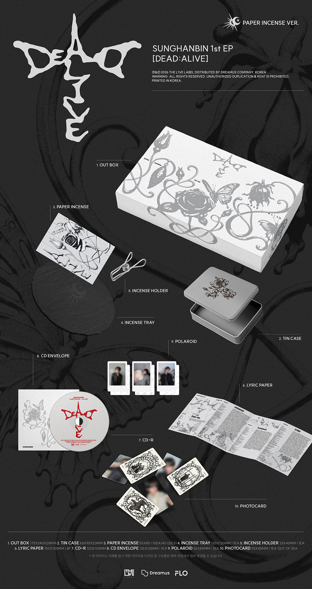 SUNGHANBIN (ZB1) - 1st EP 'DEAD:ALIVE'  (Paper Incense Ver.)