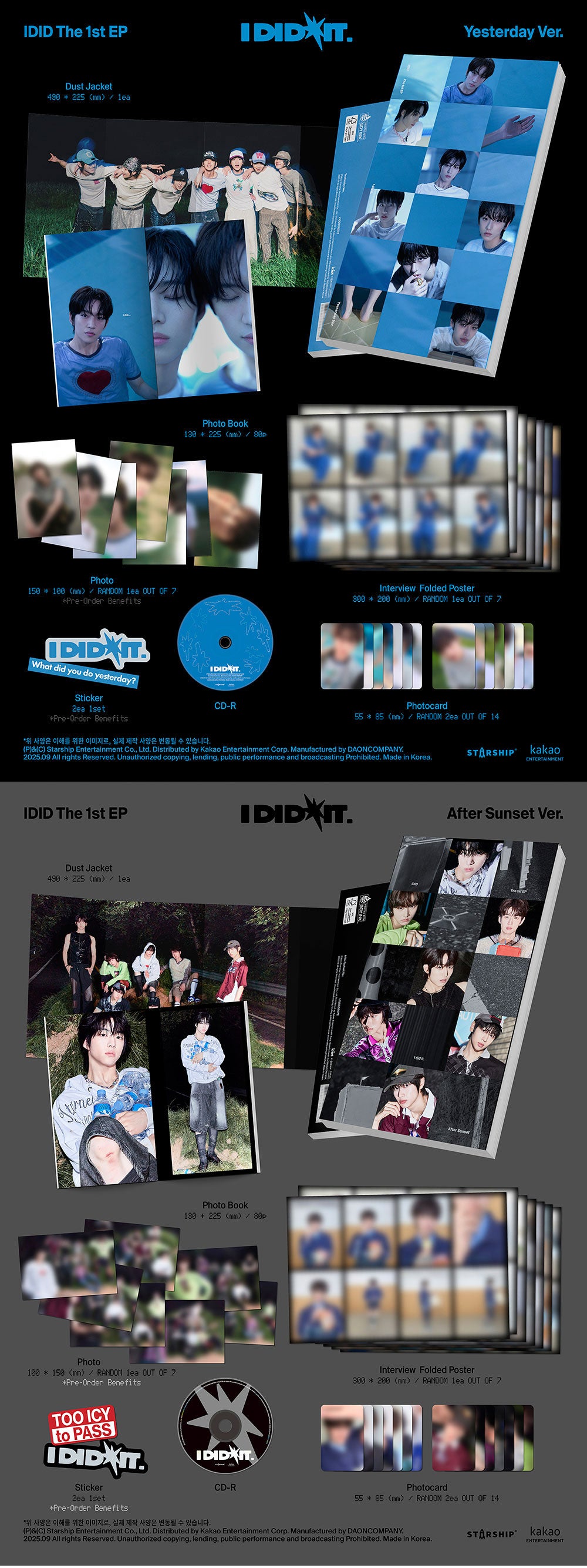 IDID - 1st Mini Album 'I did it' (YESTERDAY/AFTER SUNSET ver)