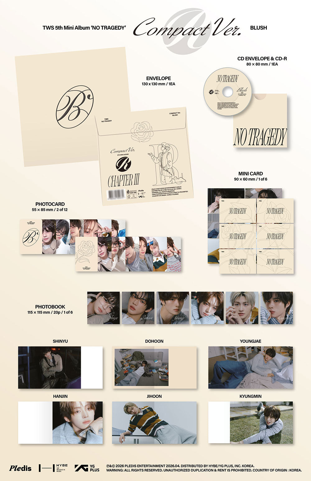 TWS - 5th Mini Album ‘NO TRAGEDY’ (COMPACT - BLUSH)