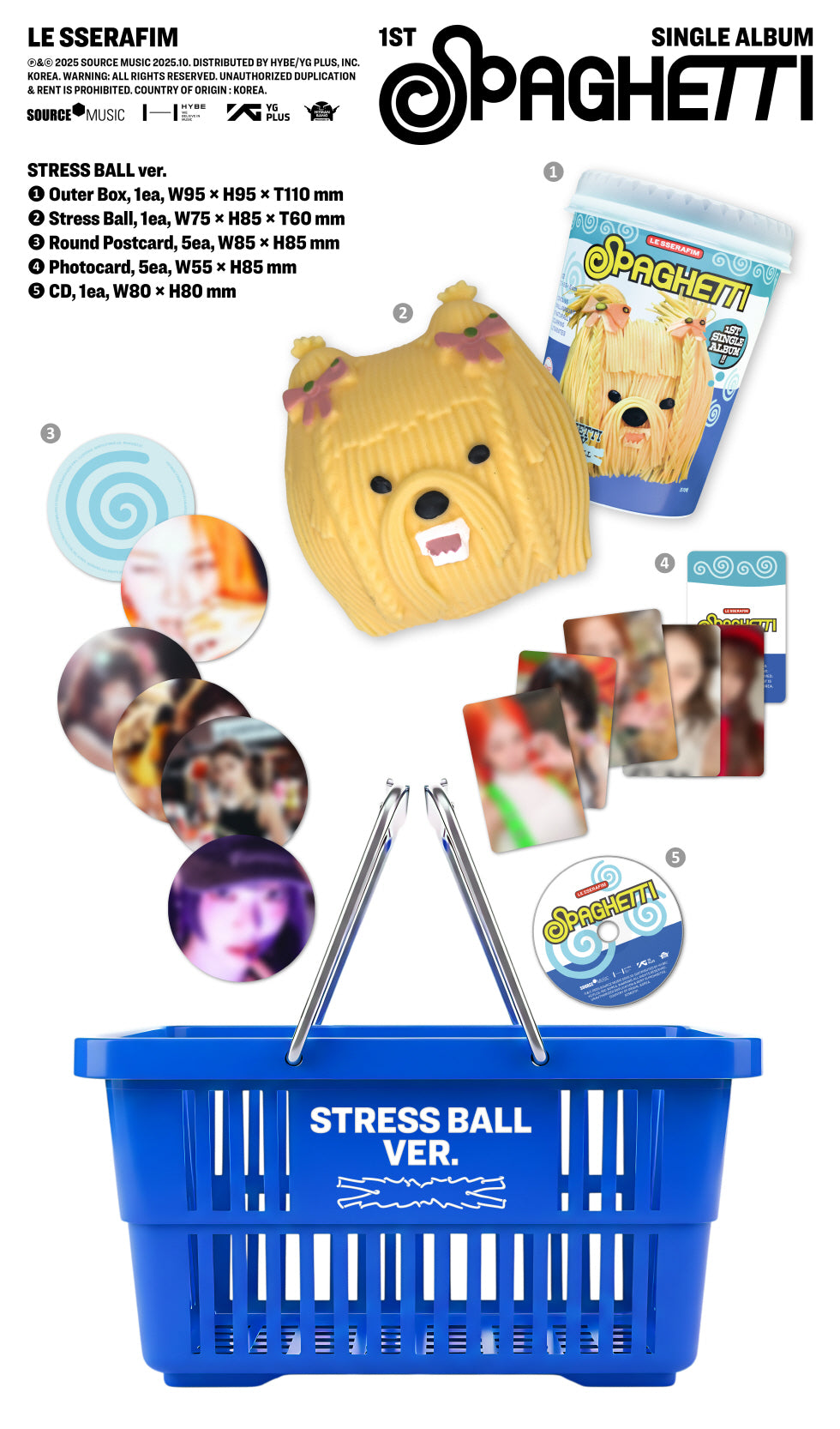 [PRE-ORDER] LE SSERAFIM - 1st Single Album 'SPAGHETTI' (Stress Ball ver)