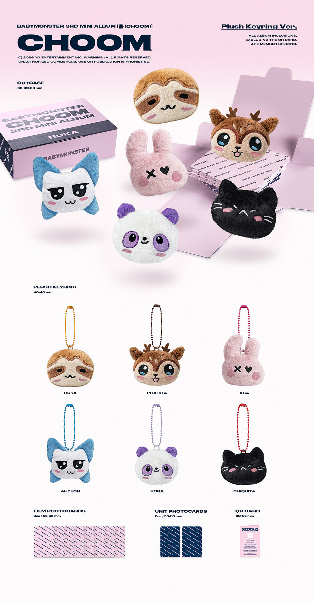 BABYMONSTER - 3rd Mini Album ‘CHOOM’ (Plush Keyring)