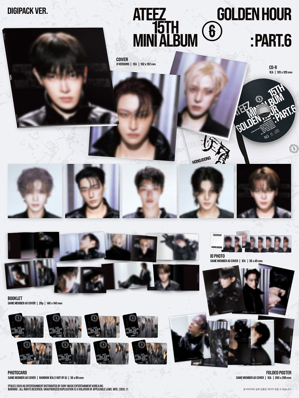 [STORE BENEFIT PRE-ORDER] ATEEZ- 15th Mini Album ‘Golden Hour: Part 6’ (DIGIPACK Ver)