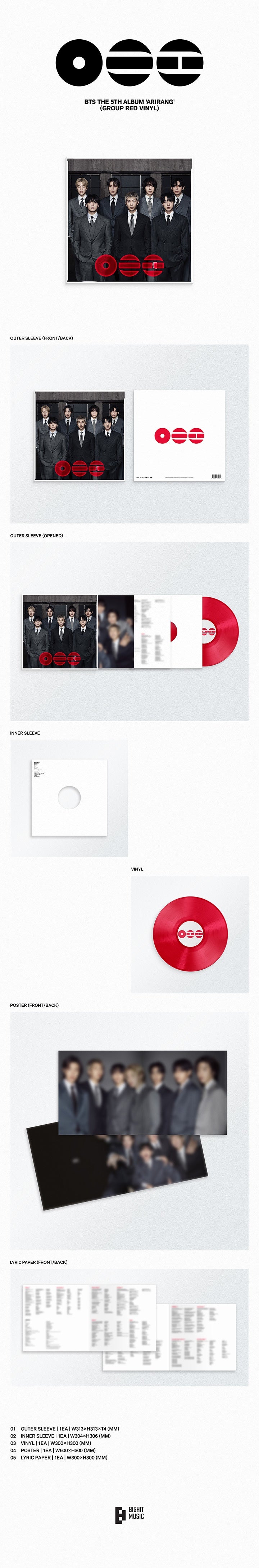 BTS - The 5th Album 'ARIRANG' (GROUP RED Vinyl - standard)