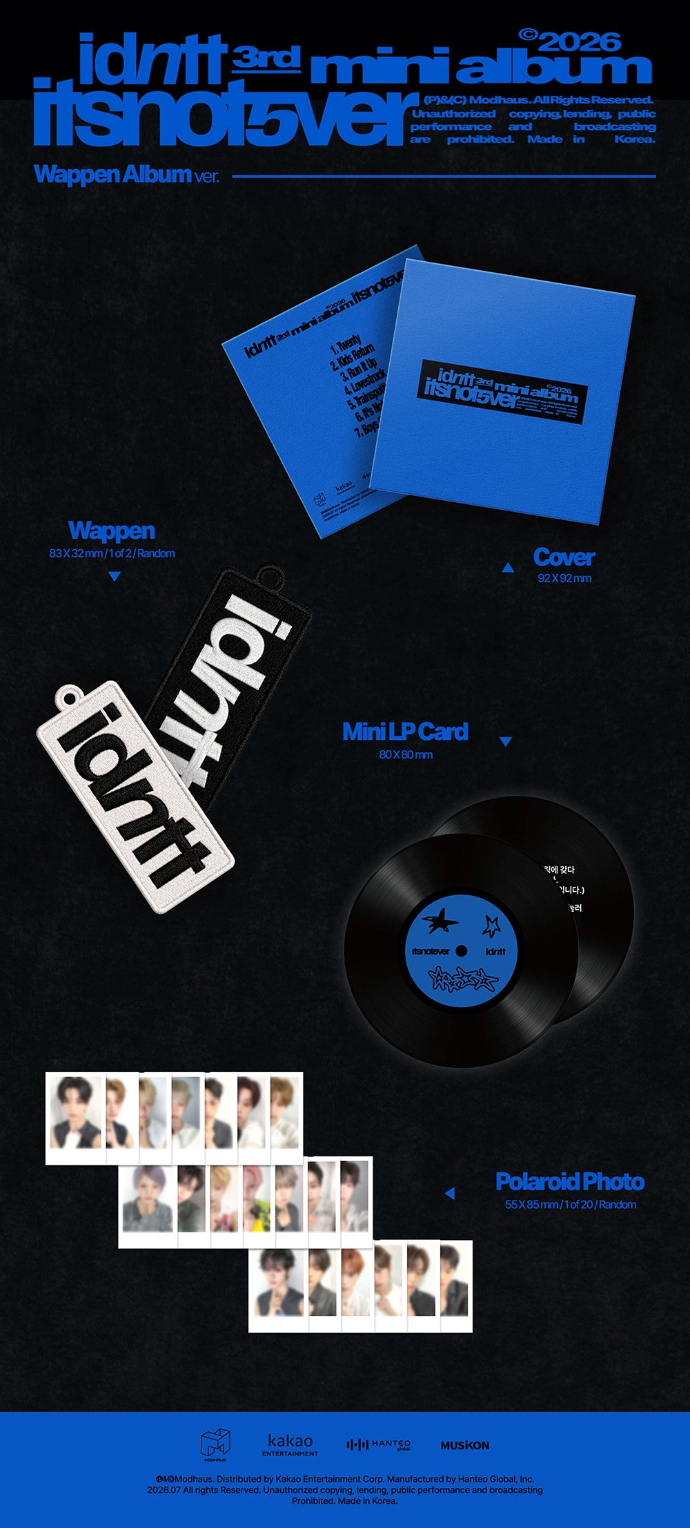 [PRE-ORDER] IDNTT - 3rd Mini Album ‘ITSNOTOVER’ (Wappen Ver)
