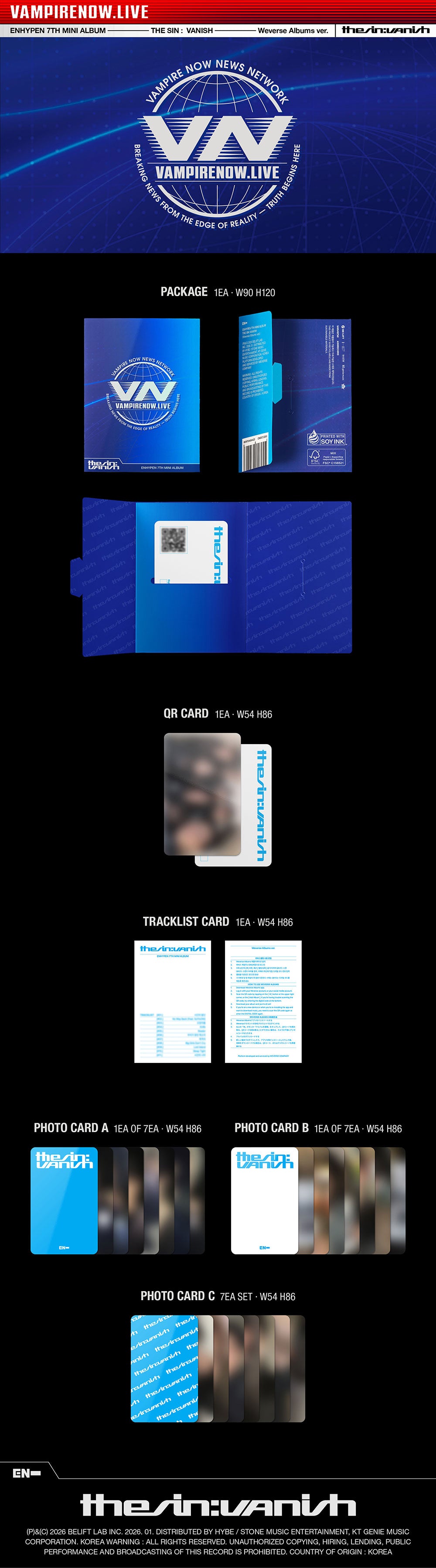 ENHYPEN - 7th Mini Album 'THE SIN: VANISH' (WEVERSE)