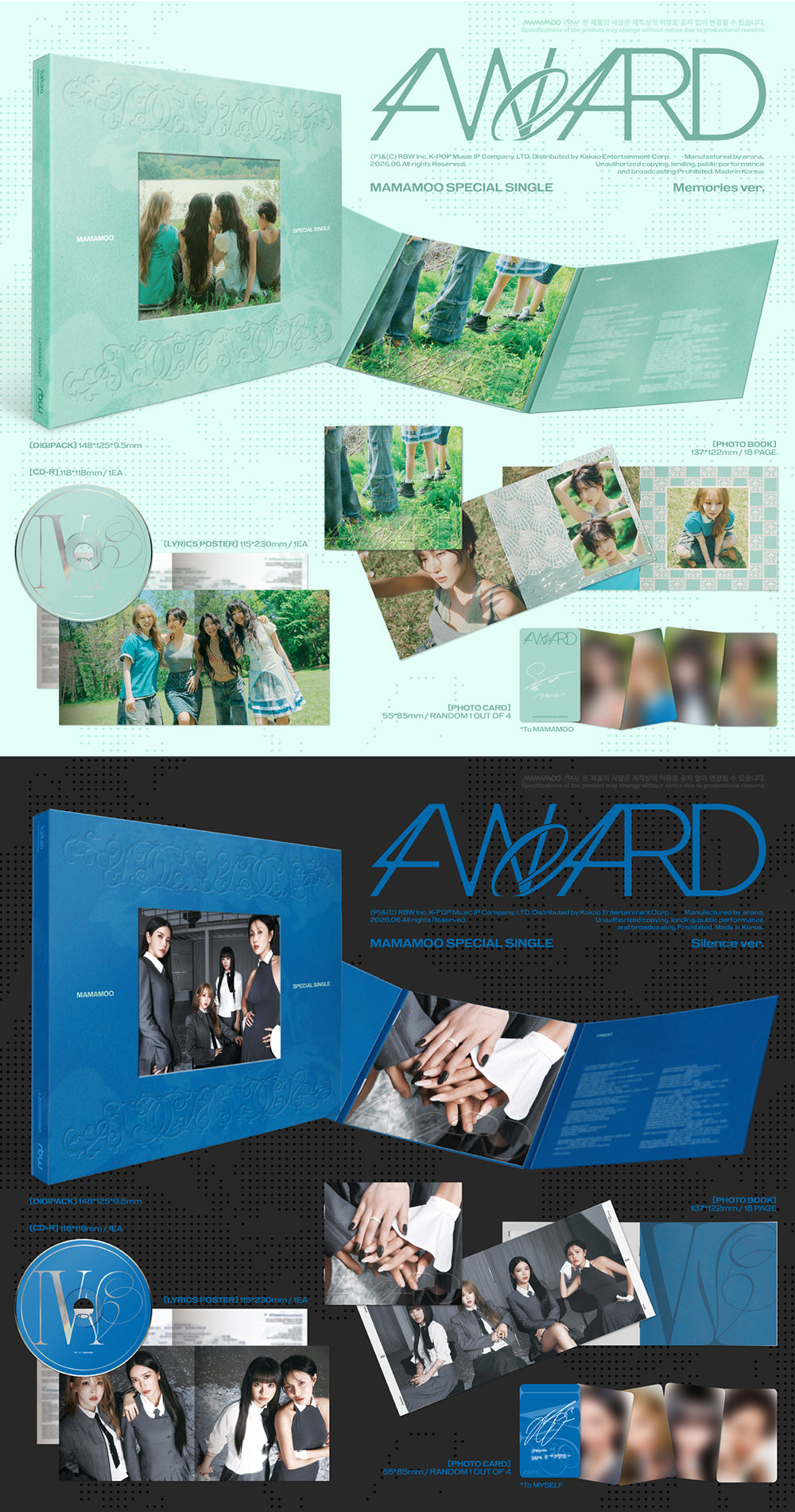 [PRE-ORDER] MAMAMOO - Special Single Album ‘4WARD’ (Memories/Silence Ver)