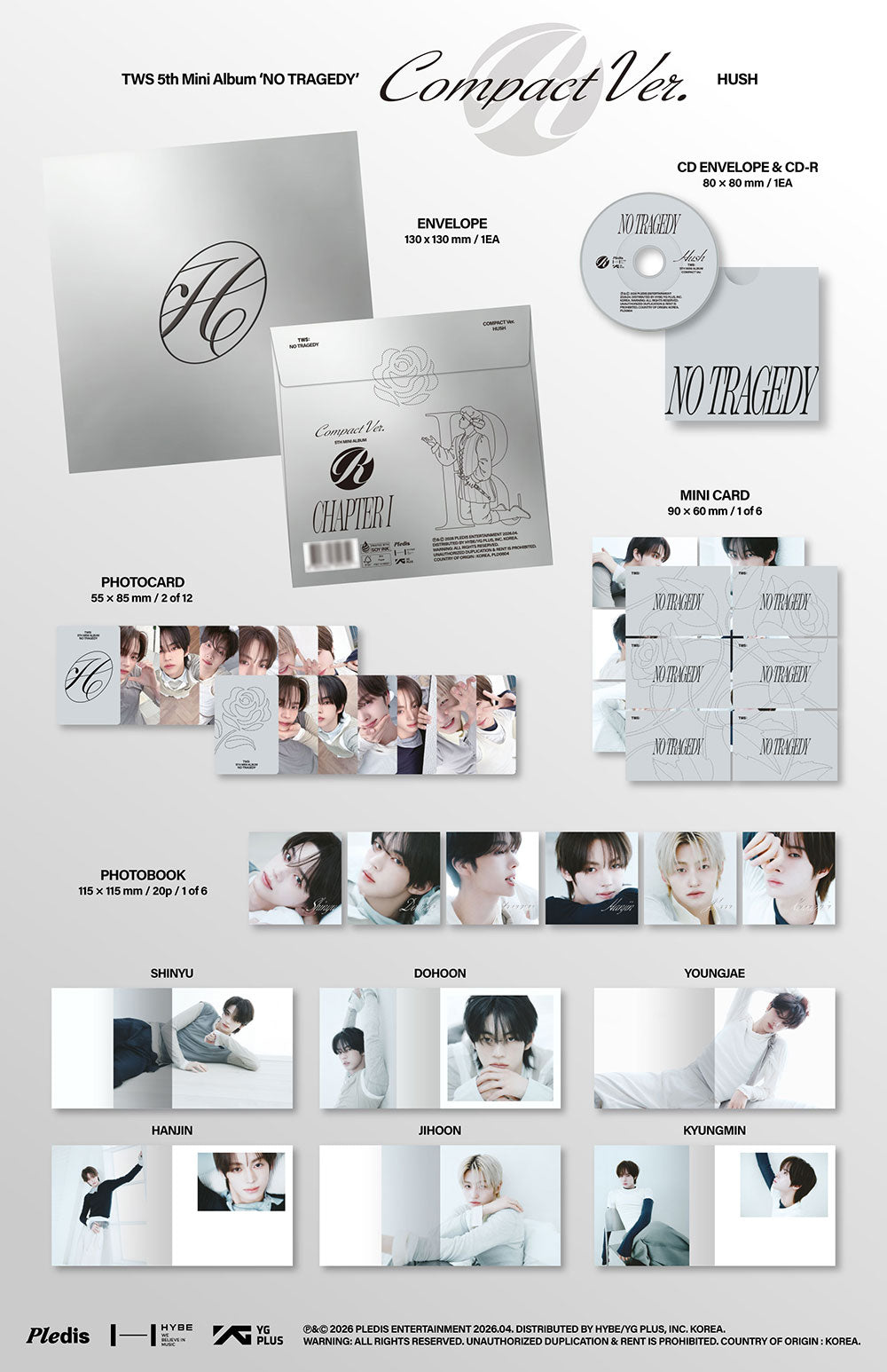 TWS - 5th Mini Album ‘NO TRAGEDY’ (COMPACT - HUSH)