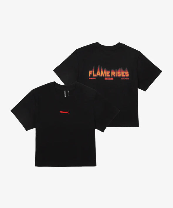 LE SSERAFIM FLAMES RISES CROP T-SHIRT (BLACK)