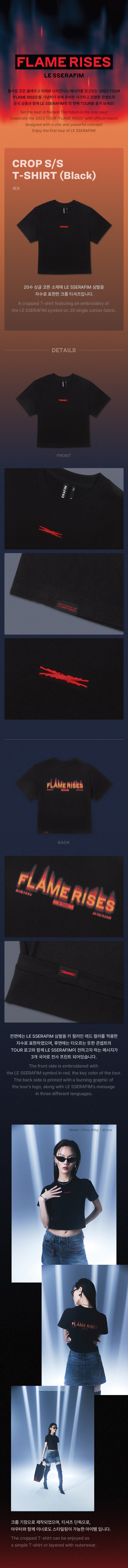 LE SSERAFIM FLAMES RISES CROP T-SHIRT (BLACK)