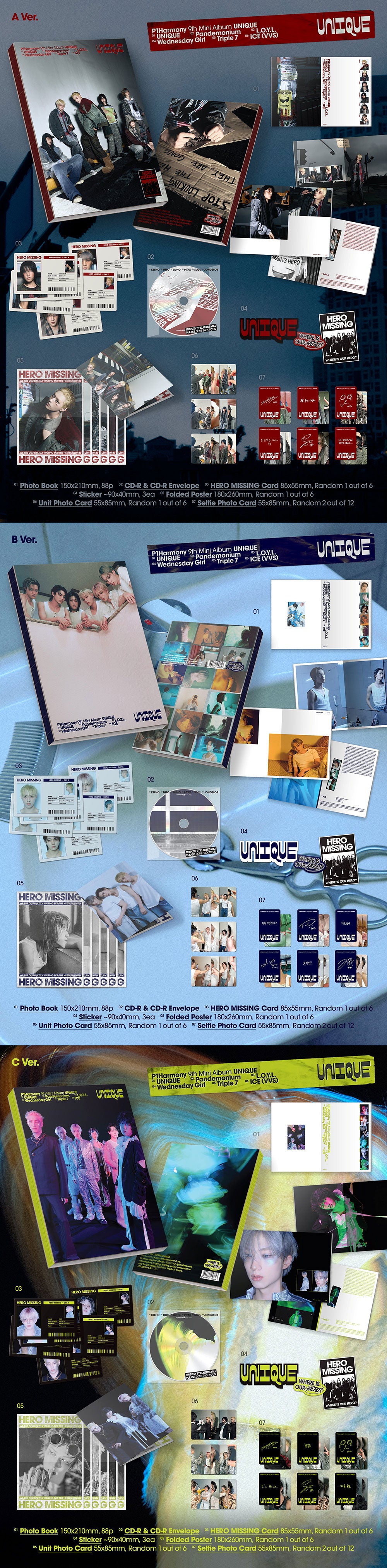 P1HARMONY - 9th Mini Album 'UNIQUE' (Photobook Ver.)