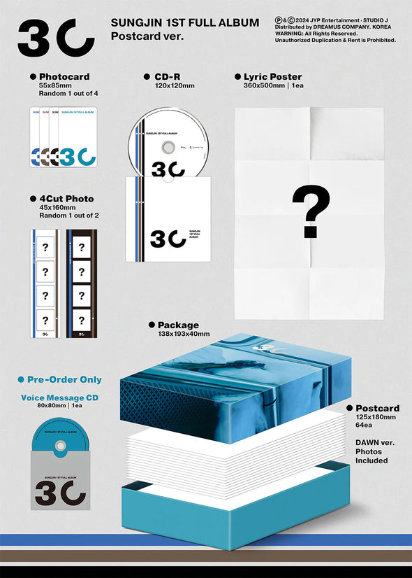 SUNGJIN (DAY 6) - 30 1st Full Album (Postcard)
