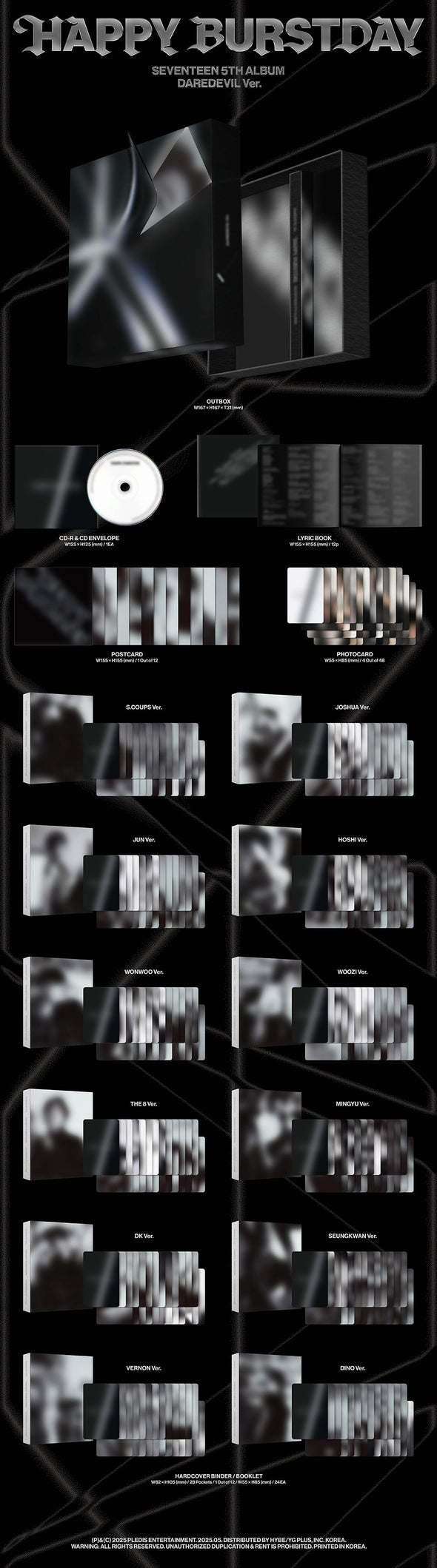 [PRE-ORDER] SEVENTEEN - 5th Album ‘Happy Burstday’ (DAREDEVIL Ver)