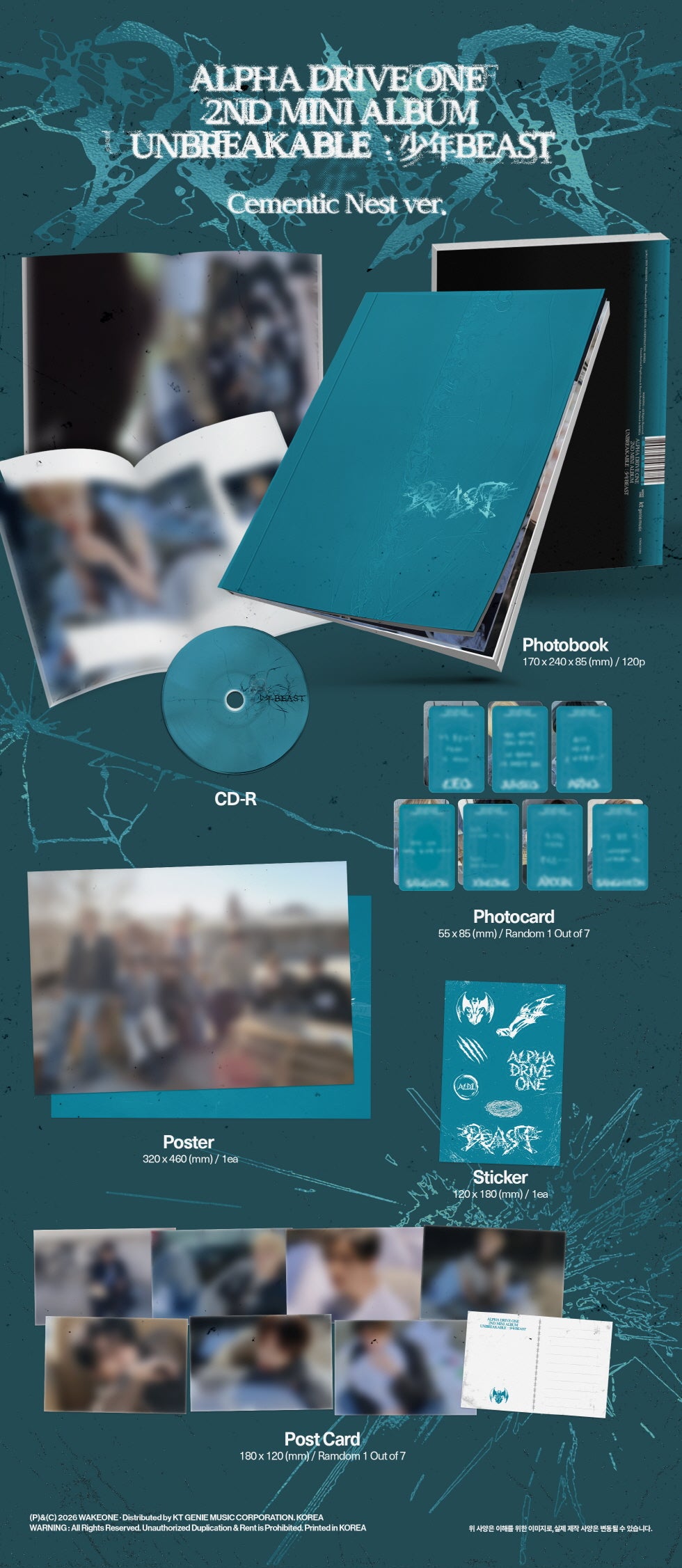 [PRE-ORDER] ALPHA DRIVE ONE -  2nd Mini Album ‘UNBREAKABLE : 少年BEAST’ (Cementic Nest ver.)