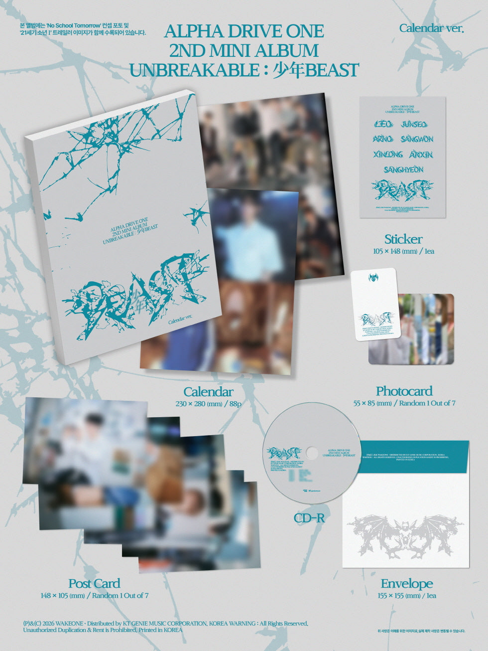 [PRE-ORDER] ALPHA DRIVE ONE -  2nd Mini Album ‘UNBREAKABLE : 少年BEAST’ (Calendar ver.)
