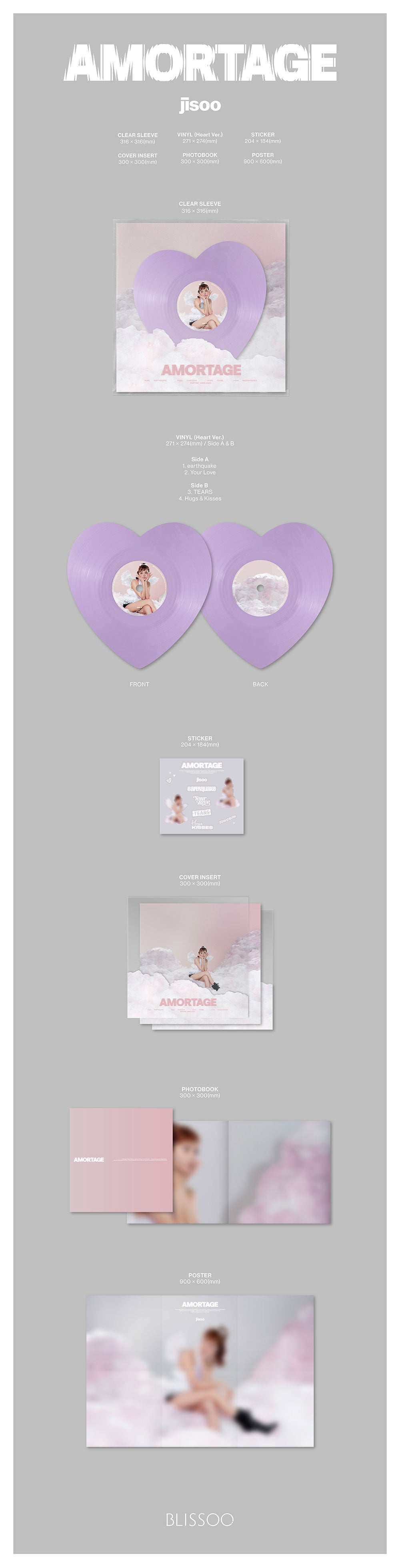 JISOO - Mini Album AMORTAGE Vinyl (Heart ver.)