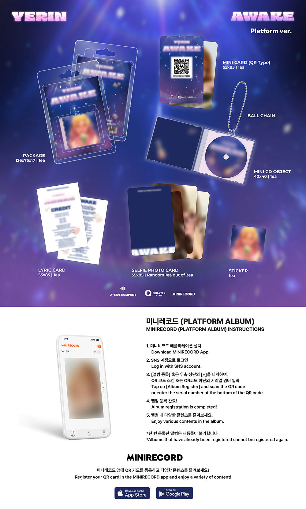 [PRE-ORDER] YERIN - 1st Single ‘Awake’ (Platform ver.)