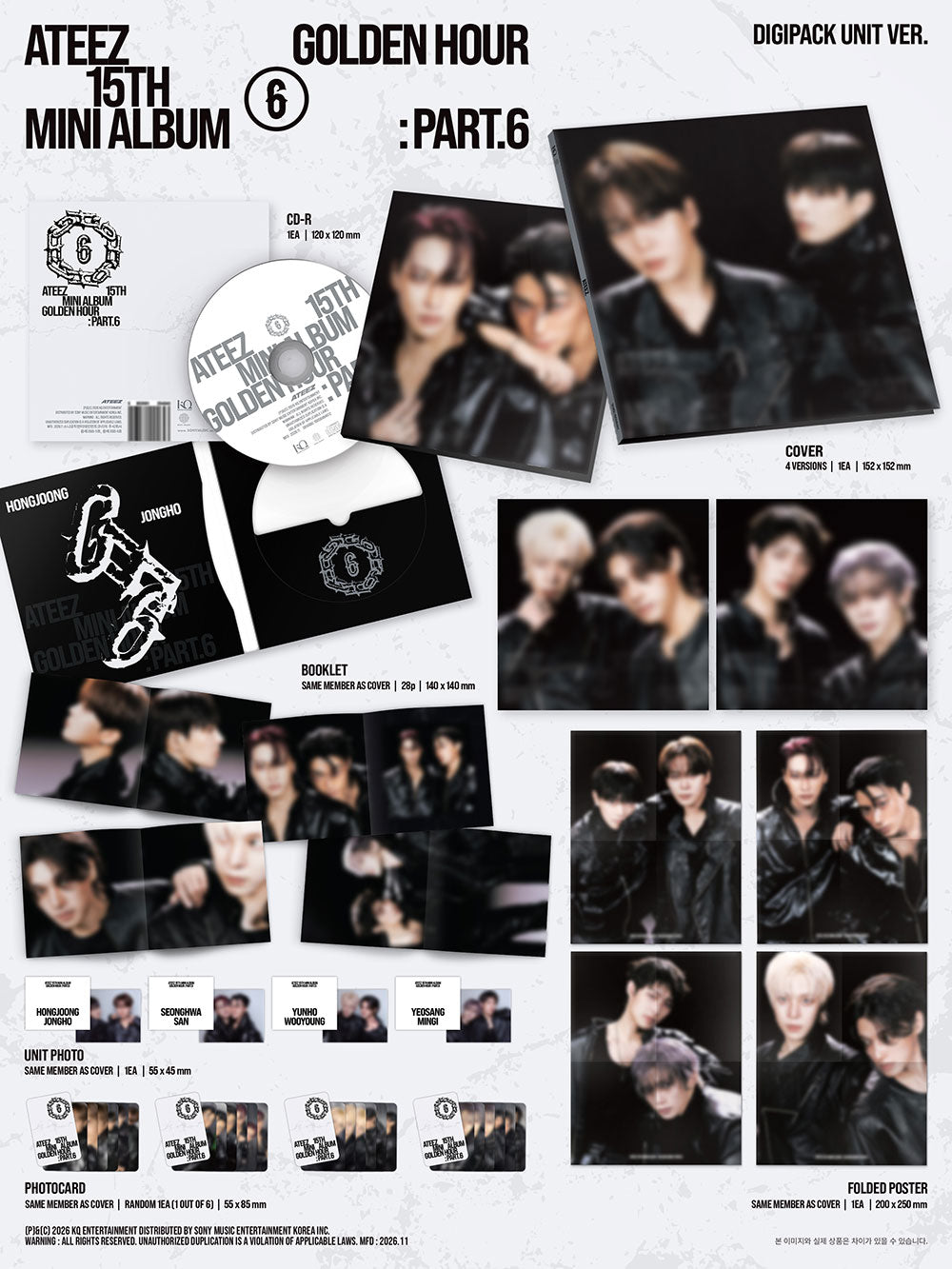 [STORE BENEFIT PRE-ORDER] ATEEZ- 15th Mini Album ‘Golden Hour: Part 6’ (Unit Digipack Ver.)