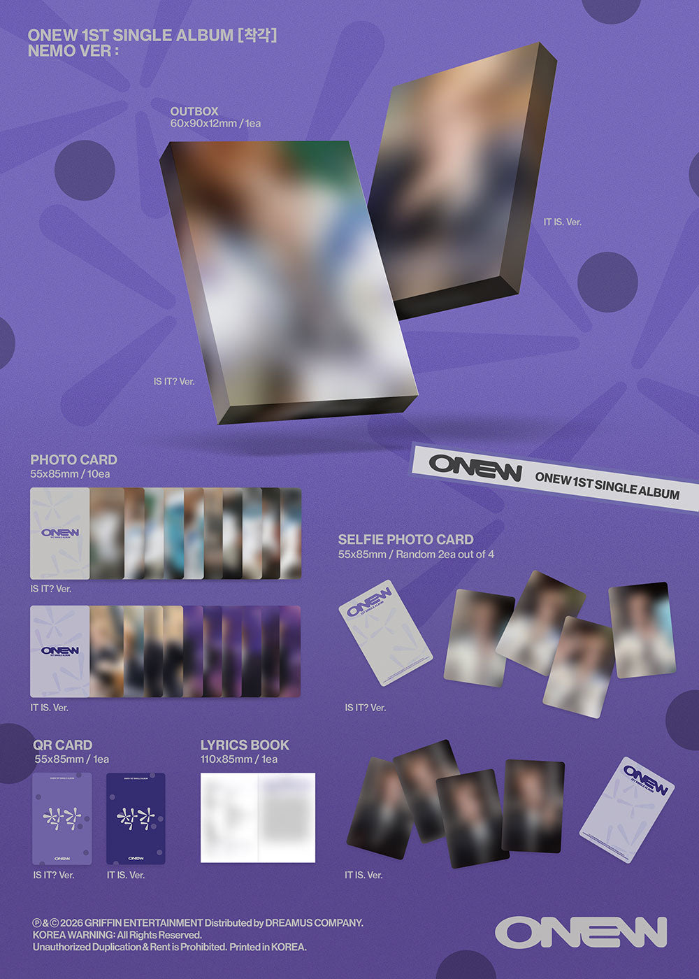 [PRE ORDER] ONEW - 1st Single Album '착각' (NEMO ver.)
