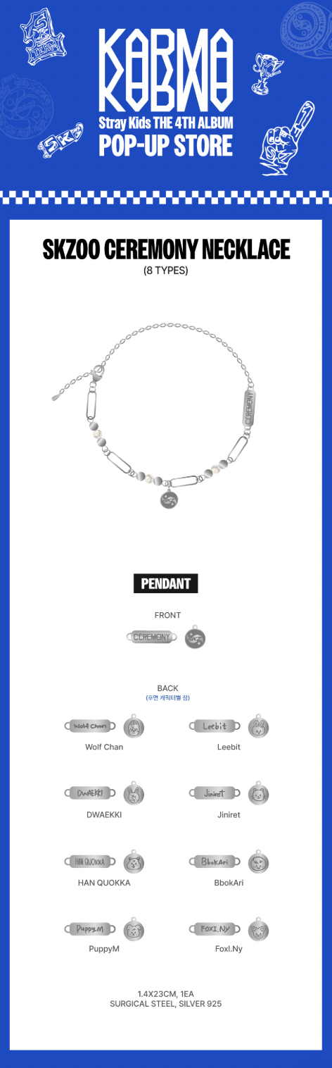 STRAY KIDS - SKZOO Ceremony Necklace (KARMA POP UP STORE OFFICIAL MD)