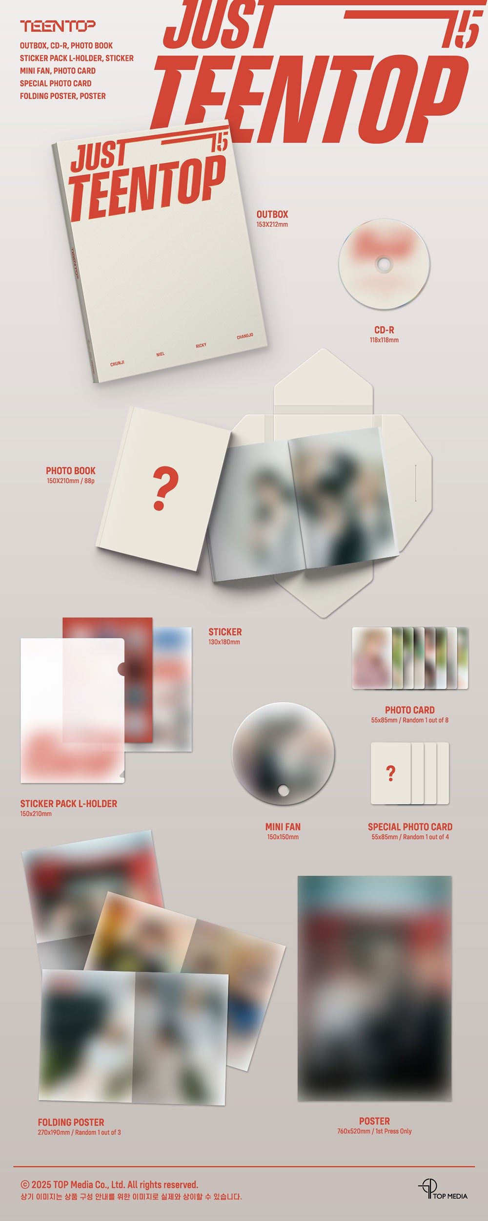 [PRE-ORDER] TEEN TOP 15th Anniversary Mini Album 'JUST 15, JUST TEEN TOP' (CD Ver)