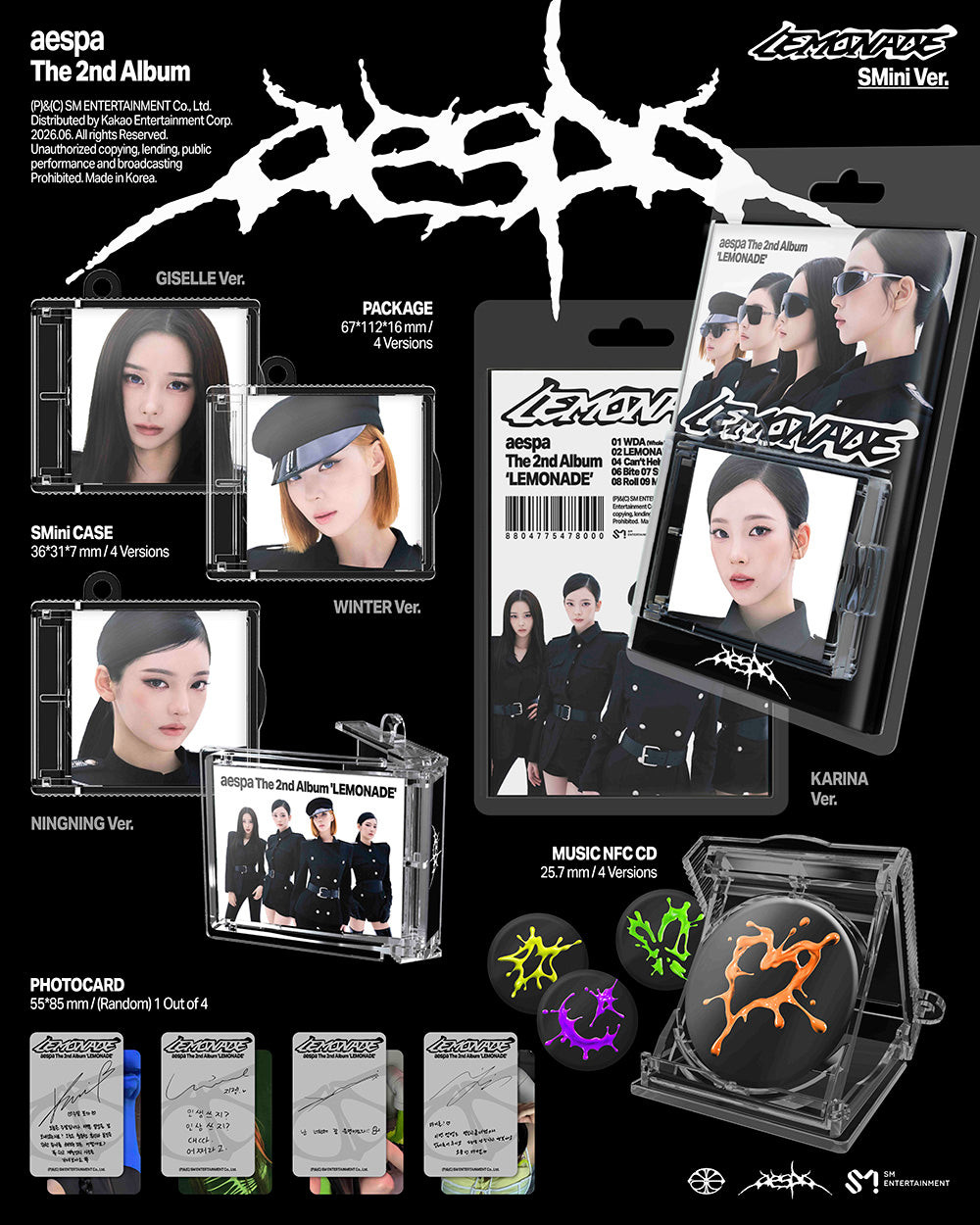 [PRE-ORDER] AESPA - 2nd Regular Album ‘LEMONADE’ (SMINI ver.) *LATER ARRIVAL*