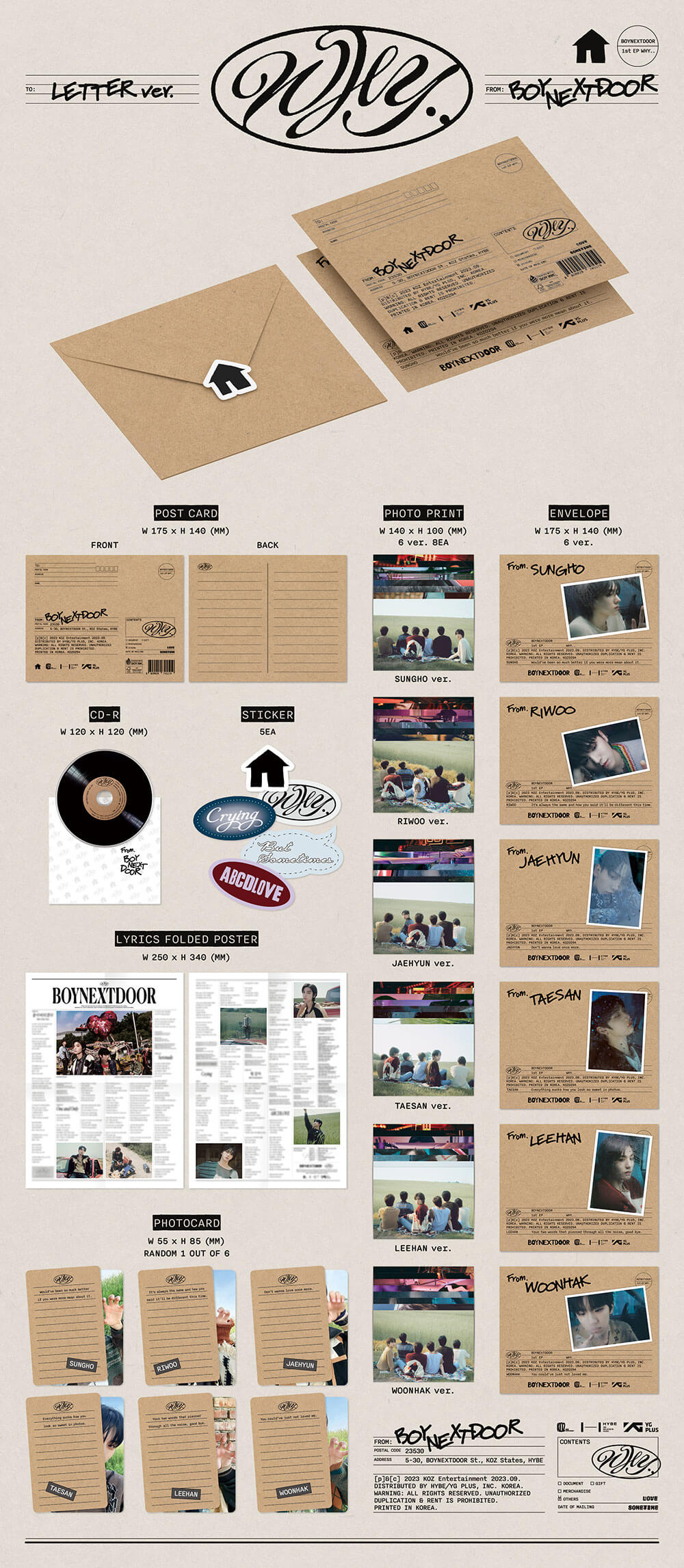 BOYNEXTDOOR - 1st EP (LETTER Version) *RANDOM MEMBER*