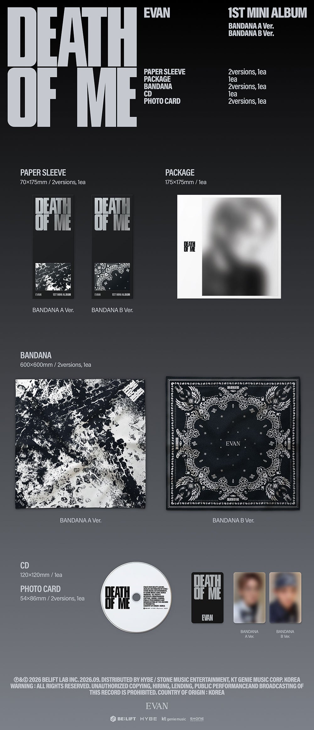 [PRE-ORDER] EVAN - 'DEATH OF ME' (Bandana ver)