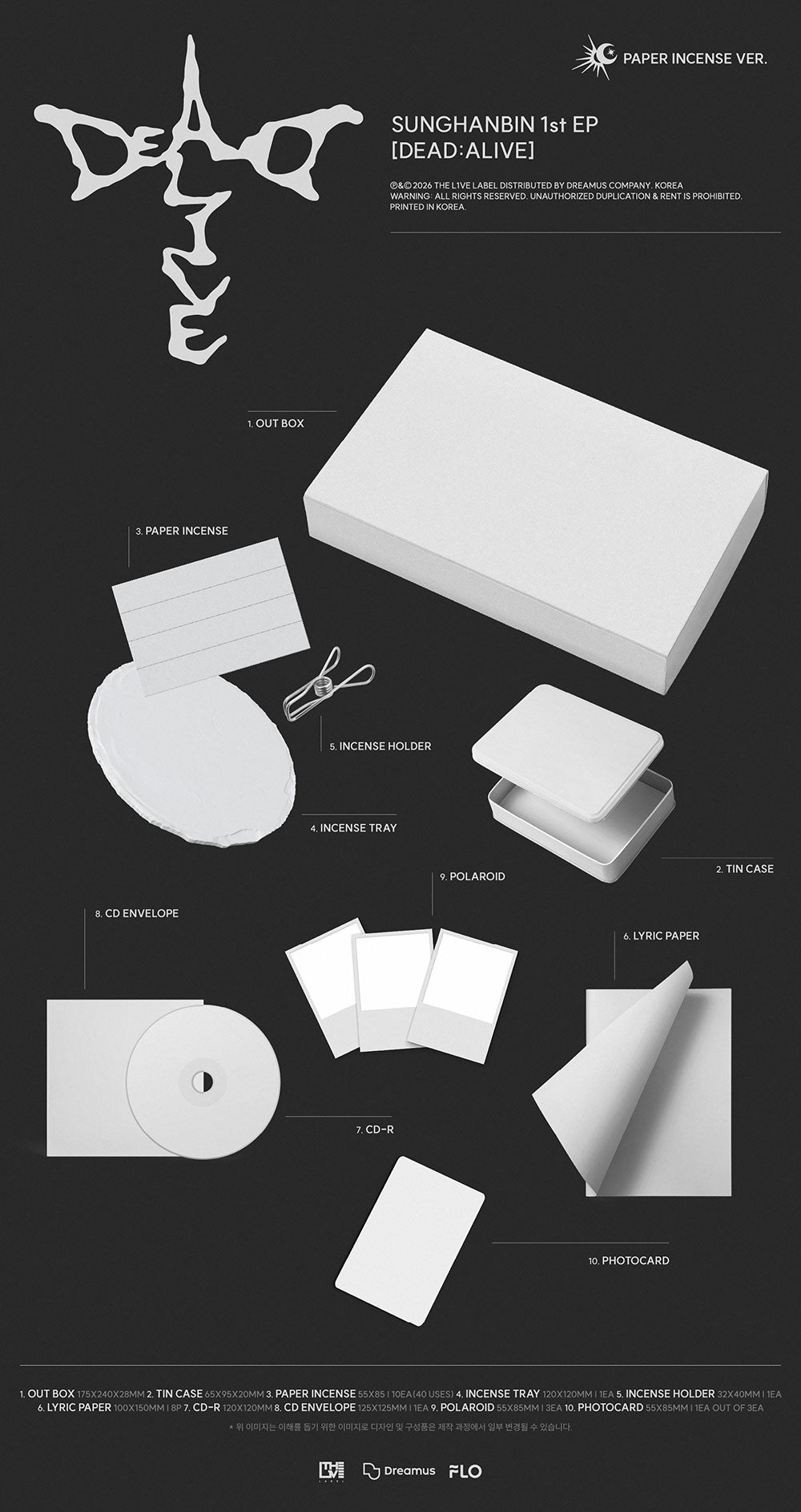 [PRE-ORDER] SUNGHANBIN (ZB1) - 1st EP 'DEAD:ALIVE'  (Paper Incense Ver.)