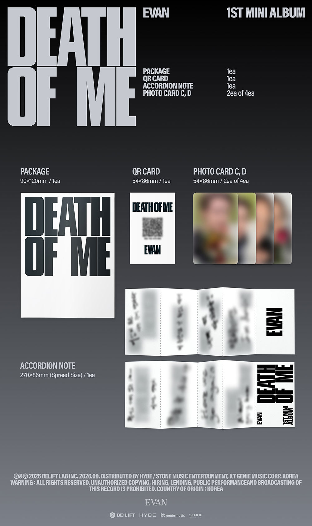 [PRE-ORDER] EVAN - 'DEATH OF ME' (Weverse ver)
