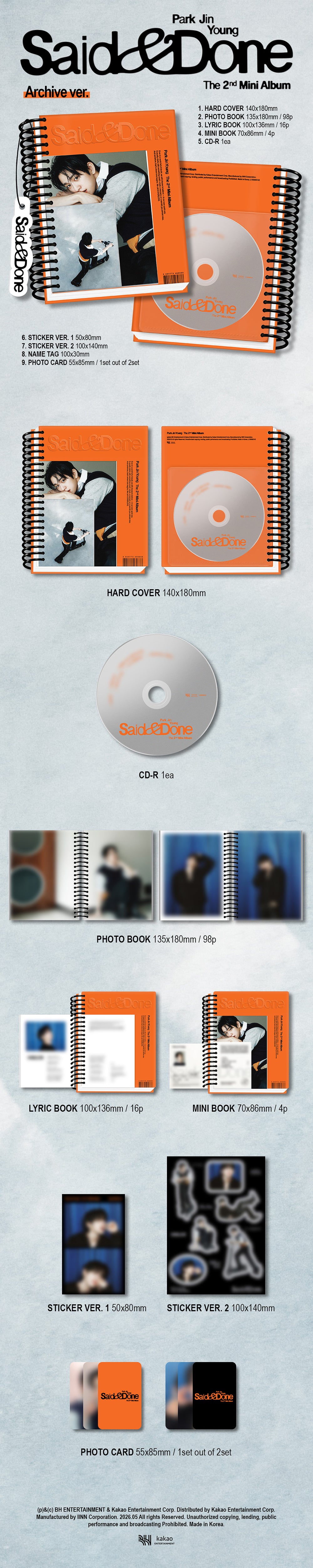 [PRE-ORDER] PARK JINYOUNG (GOT7) - The 2nd Mini Album 'Said & Done' (Archive ver.)