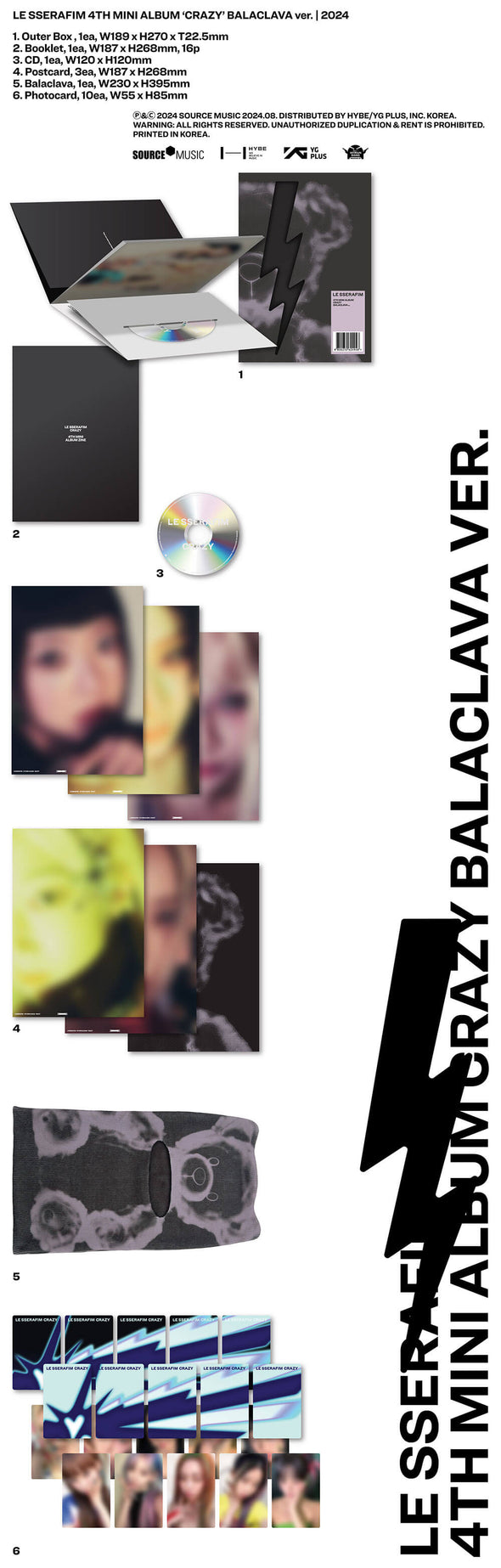 LE SSERAFIM - 4th Mini Album CRAZY (BALACLAVA)