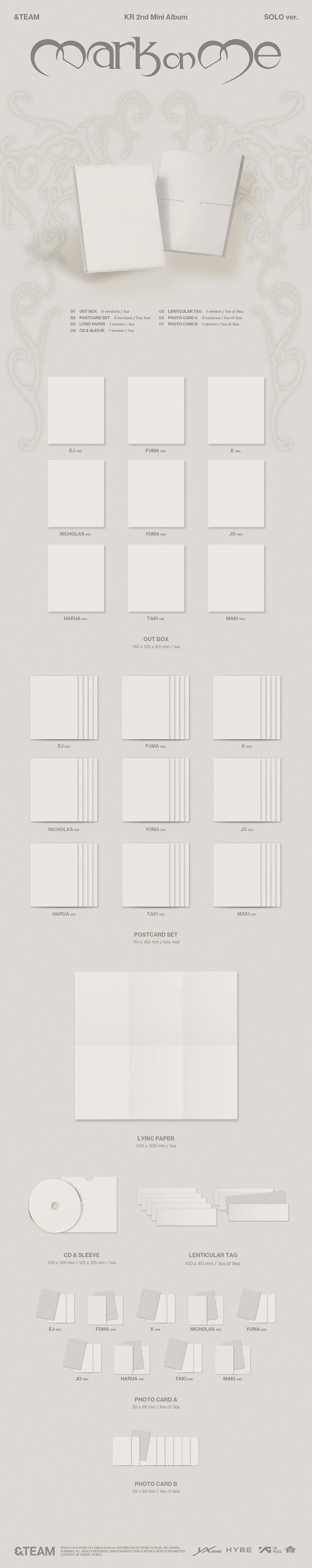 [PRE-ORDER] &TEAM - 2nd KR Mini Album 'Mark On Me' (SOLO Ver)