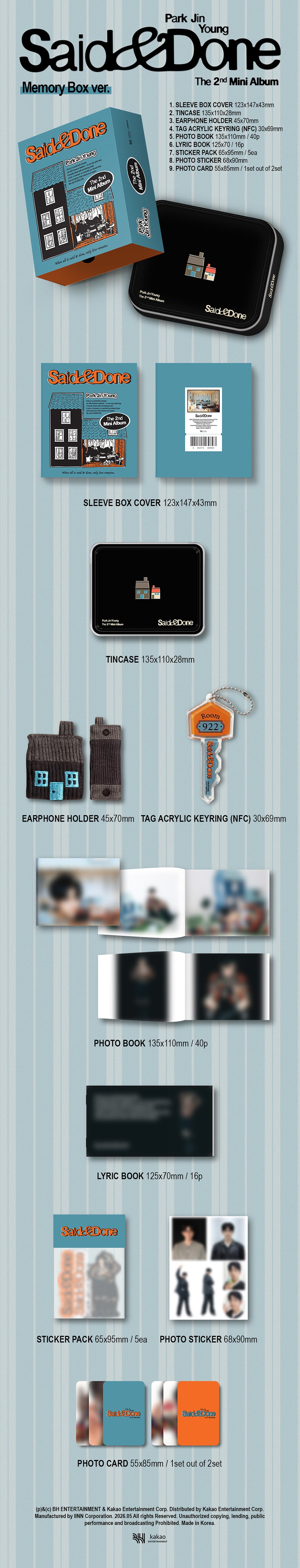 [PRE-ORDER] PARK JINYOUNG (GOT7) - The 2nd Mini Album 'Said & Done' (Memory Box ver.)