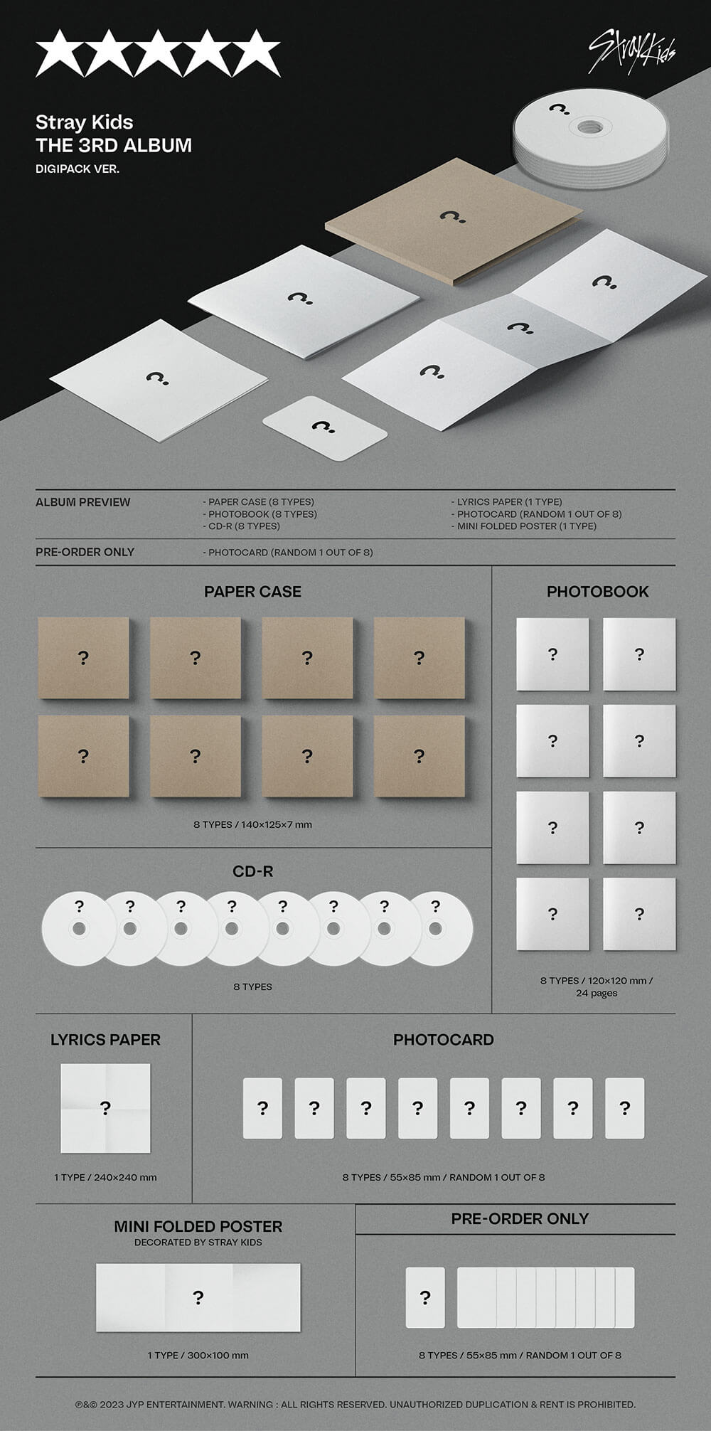 8種SET Stray Kids THE 3RD [5-star] DIGIPACK VER. 【公式通販】