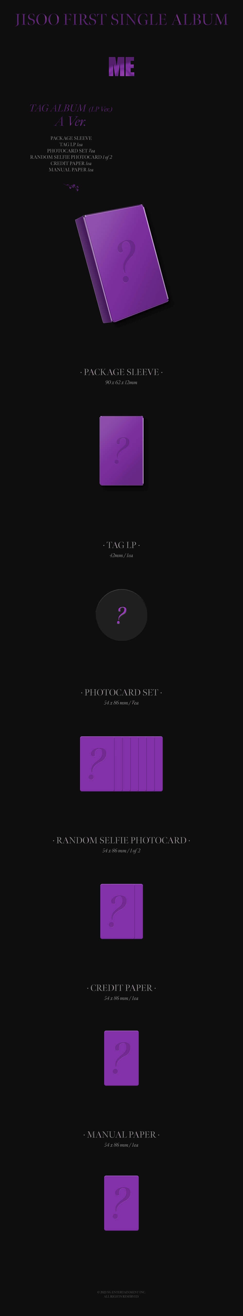 JISOO - FIRST SINGLE ALBUM [ME] Small Tag Album (LP)