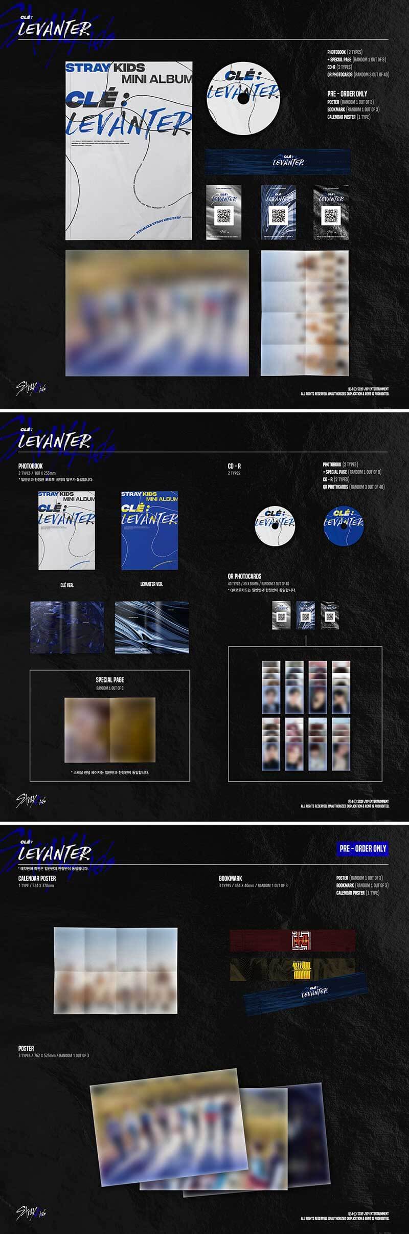 Stray Kids - Clé : Levanter (Version Levanter) - Album CD + Photobook + 3 QR Photocards + 4 Photocards Bonus